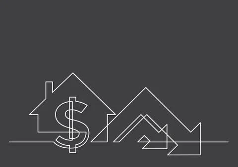 One line drawing of isolated vector object - dollar sign and real estate valu イラスト素材