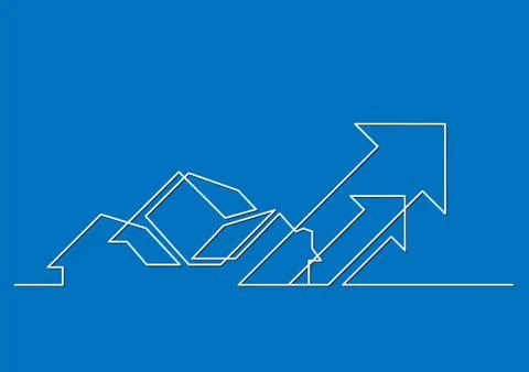One line drawing of isolated vector object - growing real estate market 스톡 일러스트