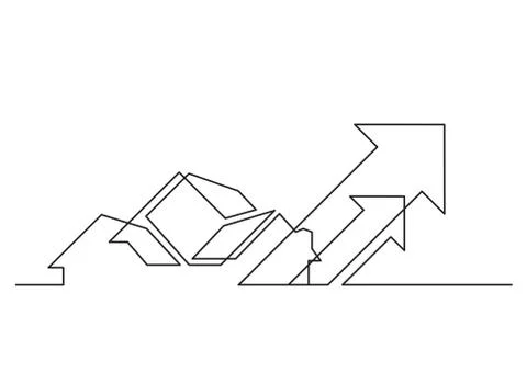 One line drawing of isolated vector object - growing real estate market Illustrazione stock