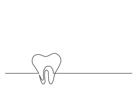 One line drawing of isolated vector object - human tooth Stock Illustration