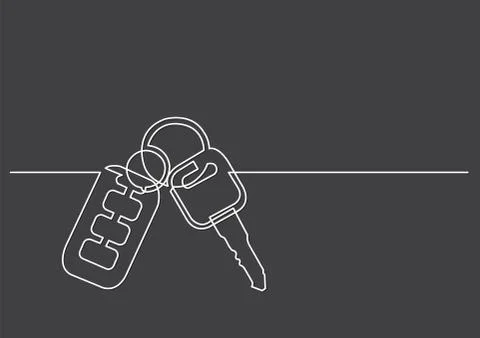 One line drawing of isolated vector object - car keys Illustrazione stock