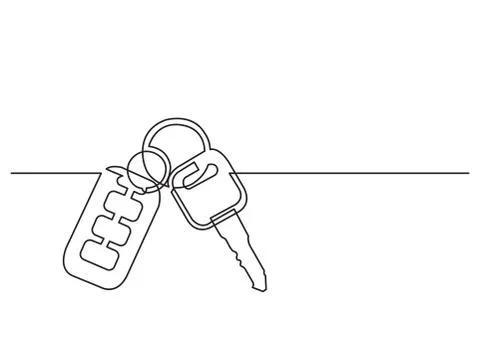 One line drawing of isolated vector object - car keys 스톡 일러스트