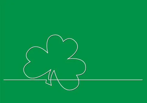 One line drawing of isolated vector object - four leaf clover 库存插图