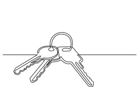 One line drawing of isolated vector object - keys 스톡 일러스트