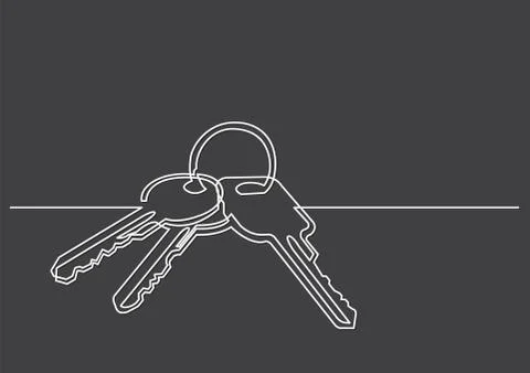 One line drawing of isolated vector object - keys 스톡 일러스트