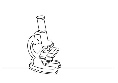 One line drawing of isolated vector object - scientific microscope Stock Illustration