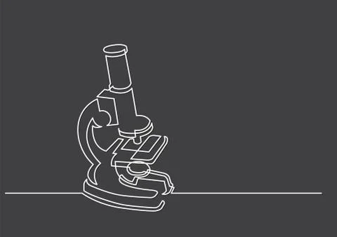 One line drawing of isolated vector object - scientific microscope Stock Illustration
