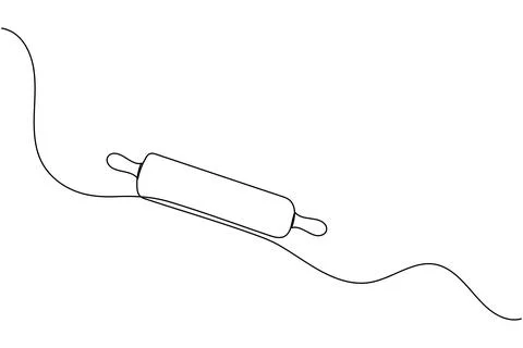 One line drawing of kitchen rolling pin for bakery tool minimalist isolated.. Stock Illustration