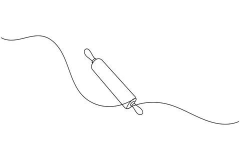 One line drawing of kitchen rolling pin for bakery tool minimalist isolated.. Illustrazione stock