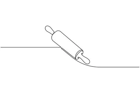 One line drawing of kitchen rolling pin for bakery tool minimalist isolated.. Stock Illustration