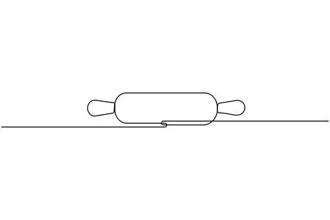 One line drawing of kitchen rolling pin for bakery tool minimalist isolated.. Stock Illustration