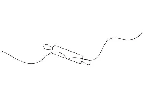 One line drawing of kitchen rolling pin for bakery tool minimalist isolated.. Stock Illustration
