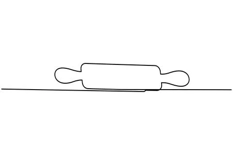 One line drawing of kitchen rolling pin for bakery tool minimalist isolated.. Stock Illustration