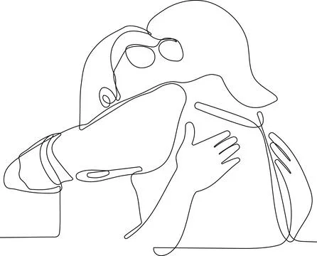 One line drawing of man hugging him self vector minimalism. Illustrazione stock