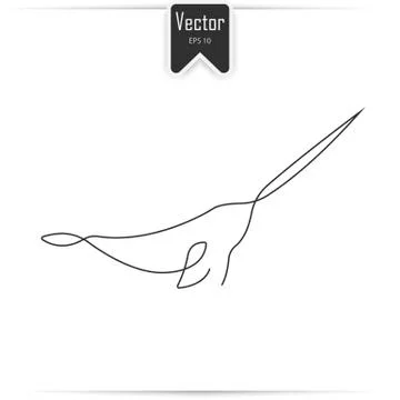 One line drawing of a narwhal Stock Illustration