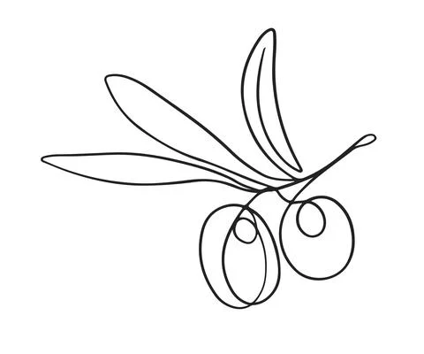 One line drawing olives Stock Illustration