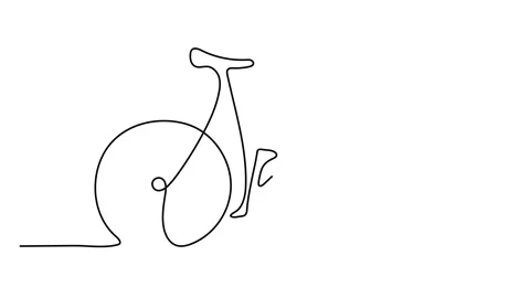 One Line Drawing or Continuous Line Art of classic bicycle vector illustration.  Stock Footage 143461835