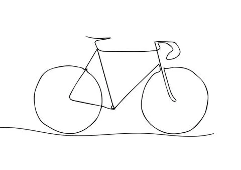 One Line Drawing or Continuous Line Art of a Bicycle Athlete Stock Illustration
