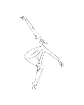 One Line Drawing or Continuous Line Art of a Dancer. Vector Illustration. Black Stock Illustration