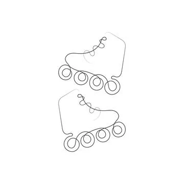 One line drawing of pair of roller skate shoes. Illustrazione stock