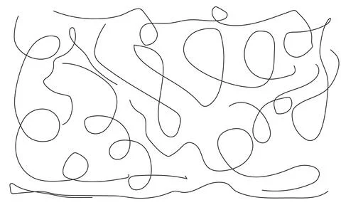 One line drawing of random shapes and squiggles for minimalist modern wall .. Stock Illustration