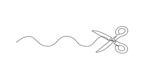 One Line Drawing Scissors Animation: Haircut and Barber Stock Footage 346317001
