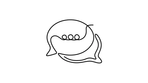 One Line Drawing Speech Bubble: Minimalist Animation Stock Footage 346316892
