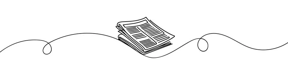 One line drawing of a stack of news newspapers. Vector illustration Stock Illustration