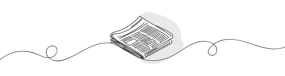 One line drawing of a stack of news newspapers. Vector illustration Stock Illustration