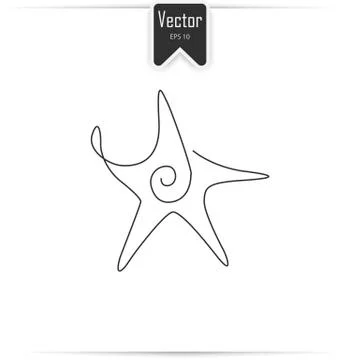 One line drawing of a Starfish Stock Illustration