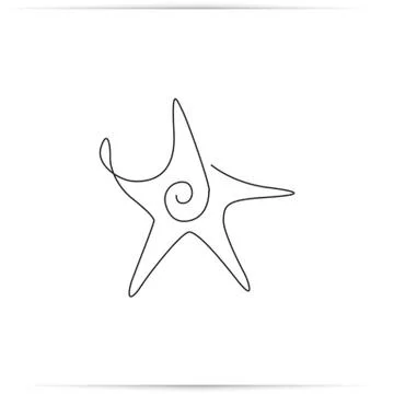 One line drawing of a Starfish Stock Illustration