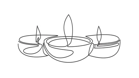 One Line Drawing Three Candles Animation: Spa and Relaxation Stock Footage 346317006