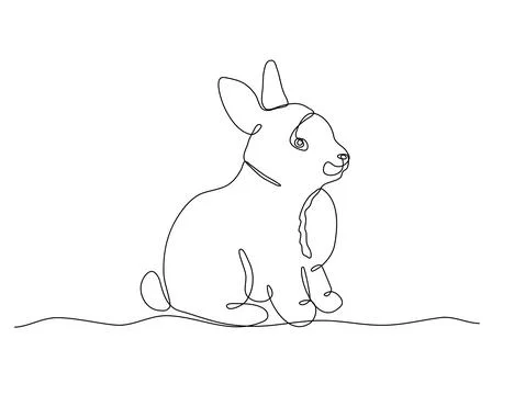 One line Easter rabbit. Continuous drawing farm animal. Continuous linear ske Illustrazione stock