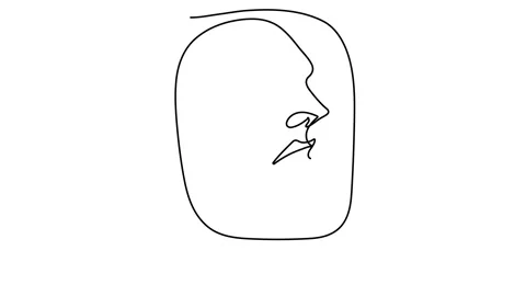 One line, face drawing and hairstyle, fashion concept, simple men's beauty, vect Stock Footage 143461837