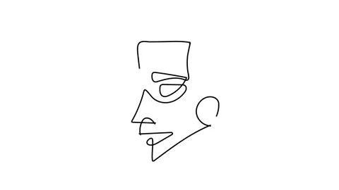 One line, face drawing and hairstyle, fashion concept, simple men's beauty, vect Stock Footage 143461840