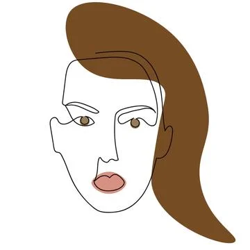 One line face simple illustration Illustrazione stock