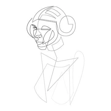 One line female robot design. Hand drawn minimalist style vector illustration Stock Illustration