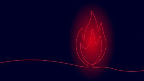 One line fire continuous art. Social media burn news symbol reaction. Emotion Stock-Illustration