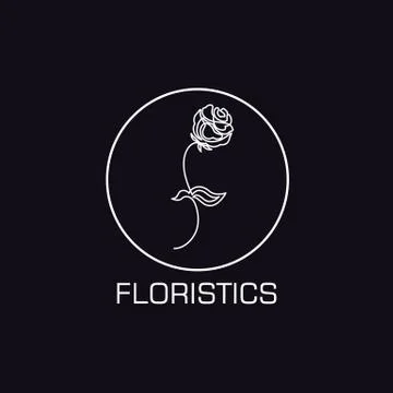 One line floristics logo Stock Illustration