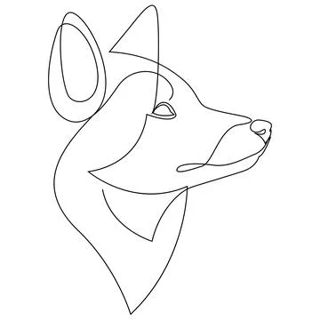 One line fox design silhouette. Hand drawn minimalism style vector illustration Stock Illustration