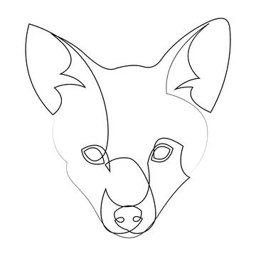 One line fox design silhouette. Fox head drawn by continuous line. Hand dra.. Stock Illustration
