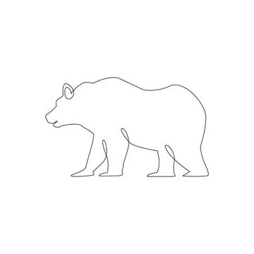 One Line hand drawing Bear outline Icon Illustrazione stock
