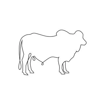 One Line hand drawing cattle, goat or bull outline Icon Stock Illustration