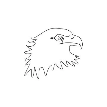 One Line hand drawing Head of Eagle outline Icon Stock Illustration