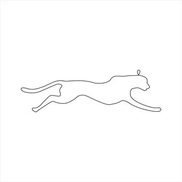 One Line hand drawing Leopard or Cheetah outline Icon Stock Illustration