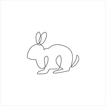 One Line hand drawing rabbit outline Icon Stock Illustration