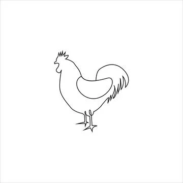 One Line hand drawing Rooster or Cock outline Icon Illustrazione stock