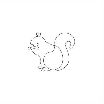 One Line hand drawing Squirrel outline Icon Stock Illustration