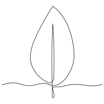 One line Leaf drawing isolated on white background. Autumn continuous editabl Stock Illustration