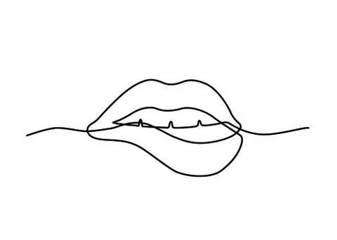 One line lips Stock Illustration